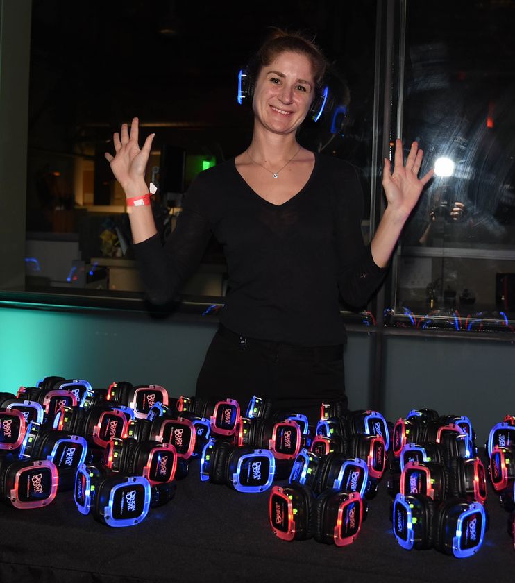 Silent disco headphones ready for event guests